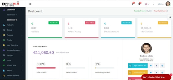 Prime MLM sales tracking