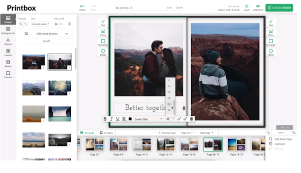 Printbox content editing screenshot