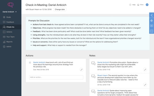 Clear Review check-ins browser screenshot