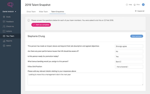 Clear Review talent screenshot