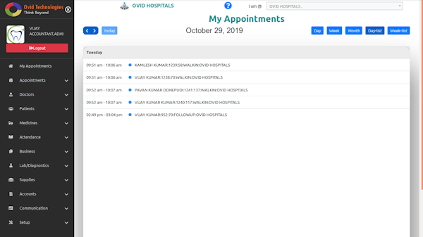 OVID HMS my appointments