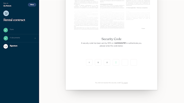 Yousign document authentication screenshot