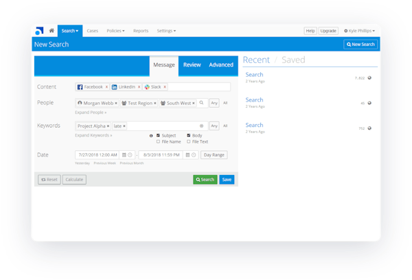 Smarsh search functionality