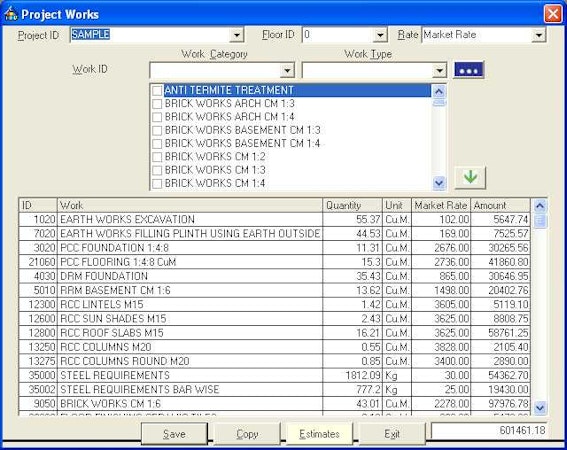 Estimator 2.0 project works screenshot