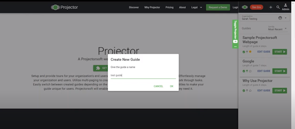 Projector create new guides