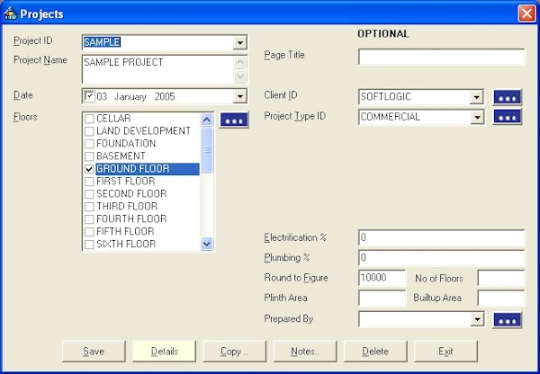 Estimator 2.0 projects screenshot