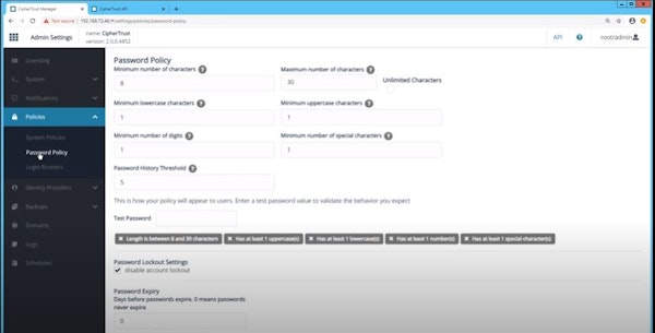 CipherTrust Data Security Platform password policies