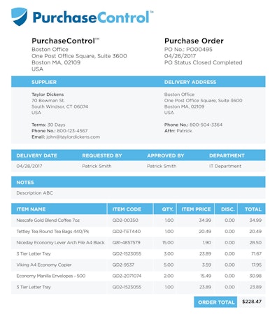 PurchaseControl invoicing