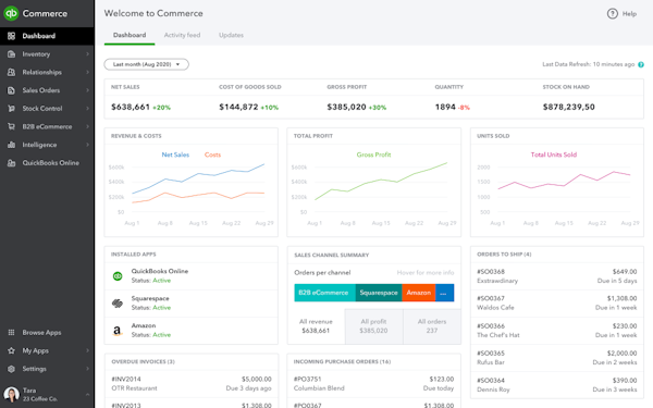 QuickBooks Commerce sales dashboard
