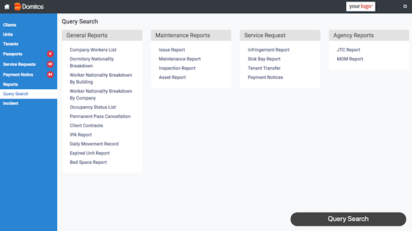 Domitos query search screenshot