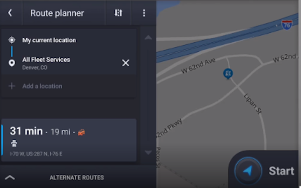 Rand McNally Fleet Solutions route planner
