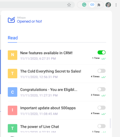 OpenedorNot read receipts