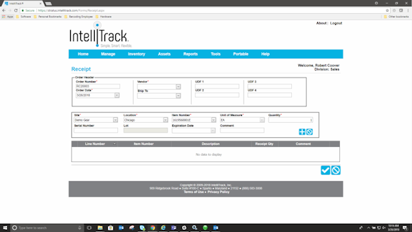 IntelliTrack Assets receipt management