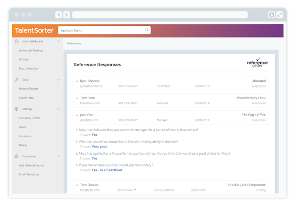 TalentSorter reference management