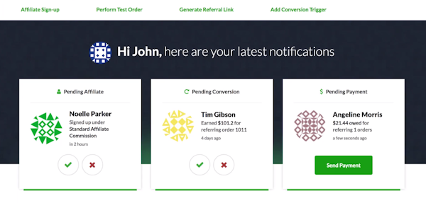Refersion dashboard screenshot