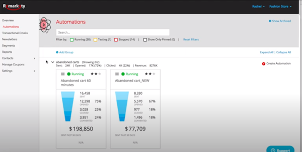 Remarkety email automation sequence