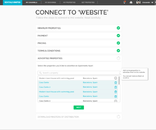 Rentals United listing tool screenshot