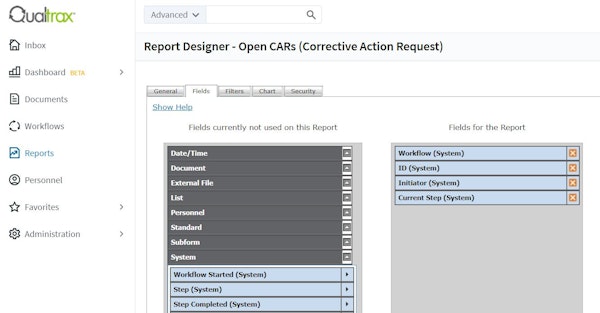 Qualtrax report designer