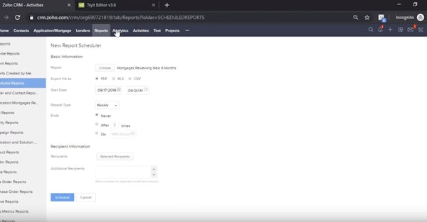 BluMortgage report scheduler