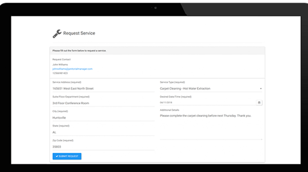 Janitorial Manager request service