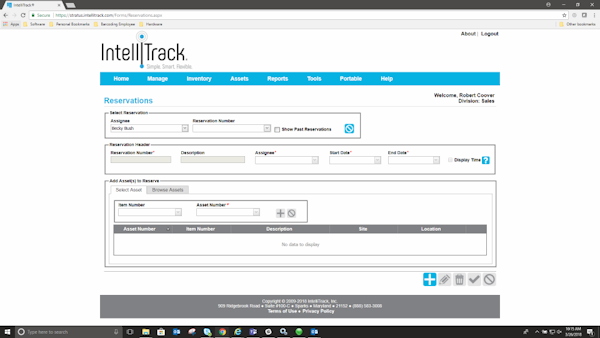 IntelliTrack Assets reservations management