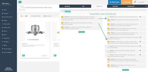 Ringorang goal design with habits and results