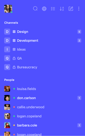 Rocket.Chat mobile interface