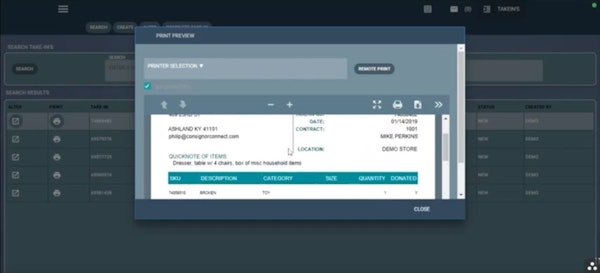 Rose for Square label printing screenshot