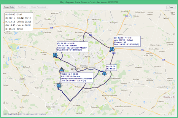 Protean route planner screenshot.