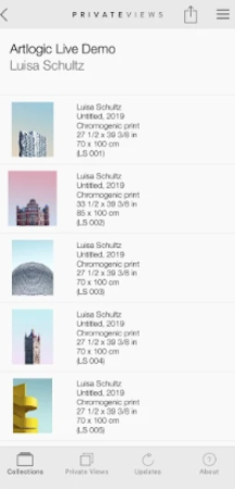 Artlogic private views app