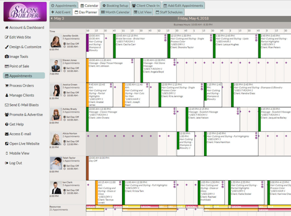 SalonBuilder calendar