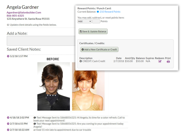 SalonBuilder client profiles