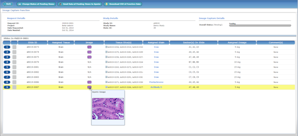 Exemplar LIMS image capture