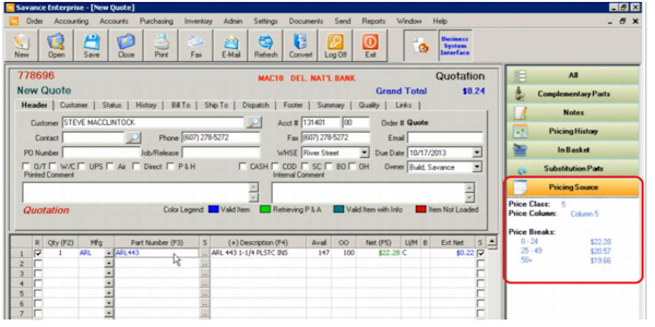 Savance Enterprise quote generation
