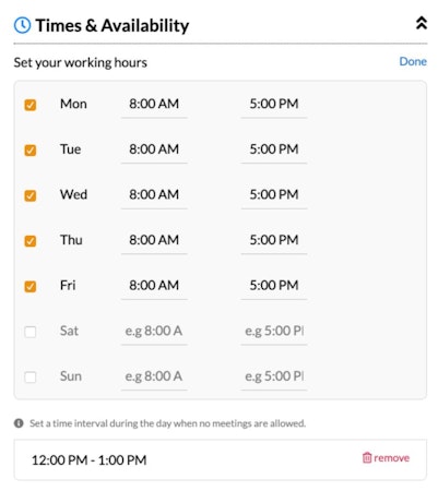 Scheduling Suite set up working hours