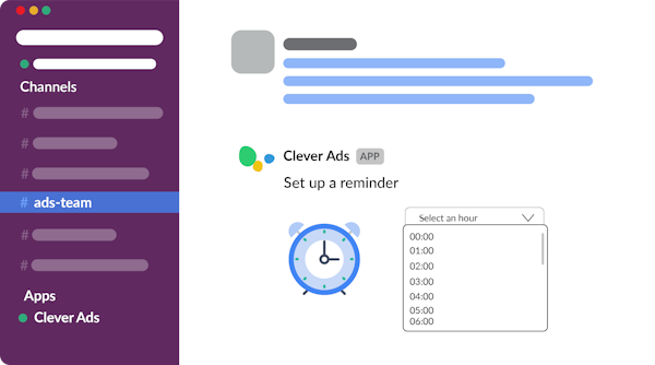 Clever Ads for Slack & MS Teams reminders