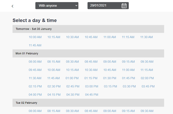Scheduly select dates