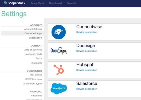 ScopeStack connected applications
