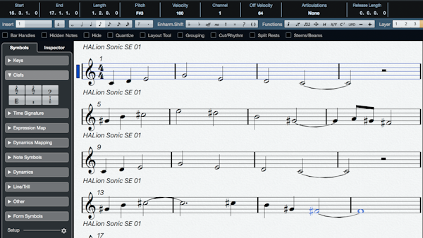 Cubase score editor