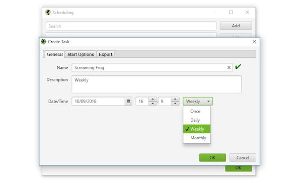 Screaming Frog SEO Spider frog scheduling