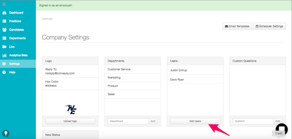 ConveyIQ settings screenshot