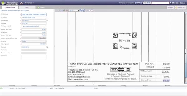 Yooz invoice details