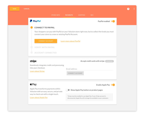 Volusion payments management
