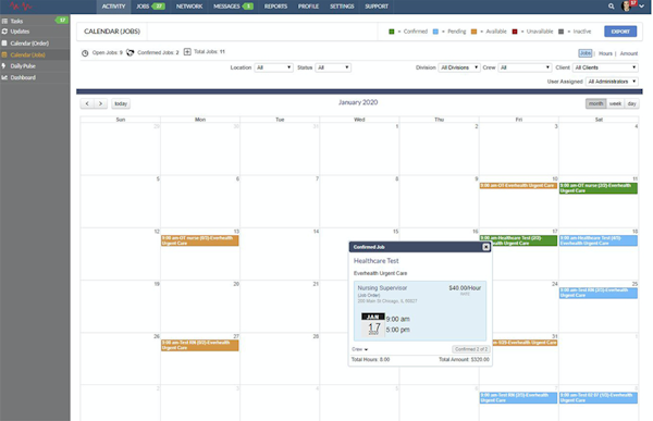 NextCrew schedule shifts and track availabilty