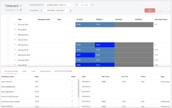 GaiaDigits WFM timecard