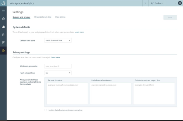 Microsoft Workplace Analytics - privacy controls