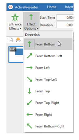 ActivePresenter effect options