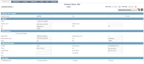 Estesys customer setup