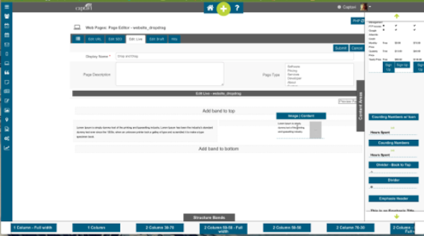 Captavi Platform drag and drop interface