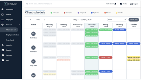 FirstVisit - client schedule